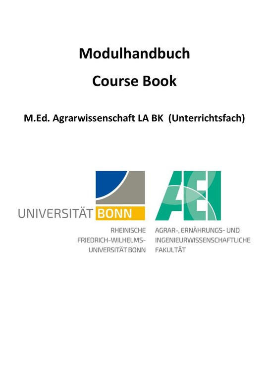 Modulhandbuch M.Ed. Agrar Lehramt Unterrichtsfach 2020